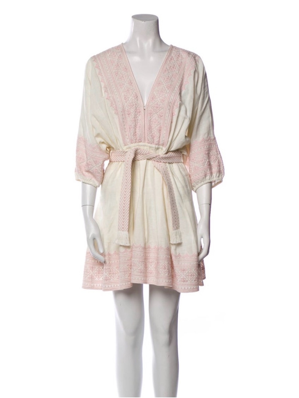Zimmermann Embroidered Cream & Light Pink Mini Dress